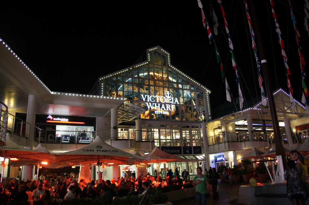 Waterfront by night.